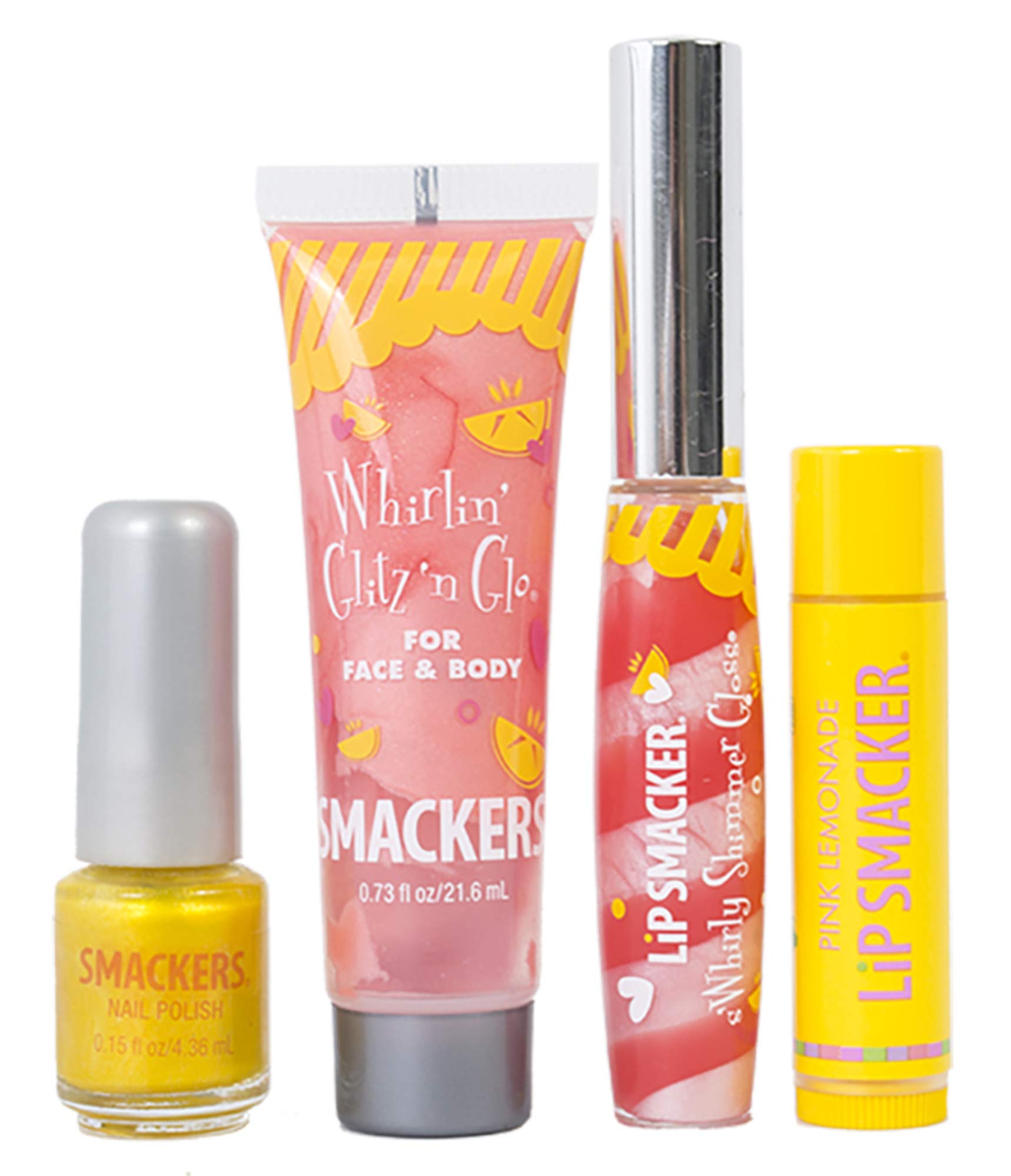 Lip Smacker close-up of gloss texture and nail polish, shows shimmer and color payoff