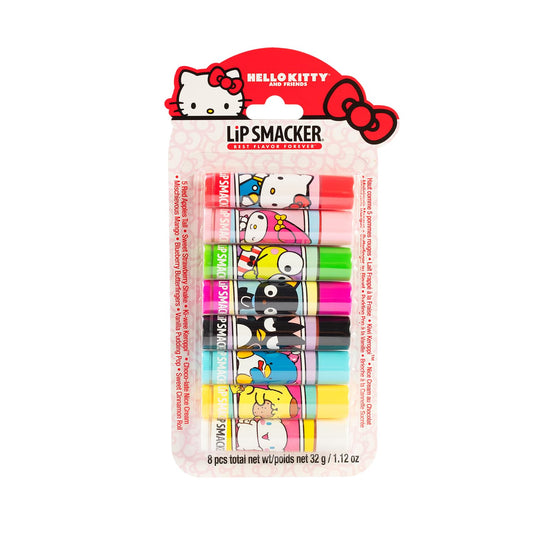 Lip Smacker front packaging with Hello Kitty, shows variety and makes gifting easy