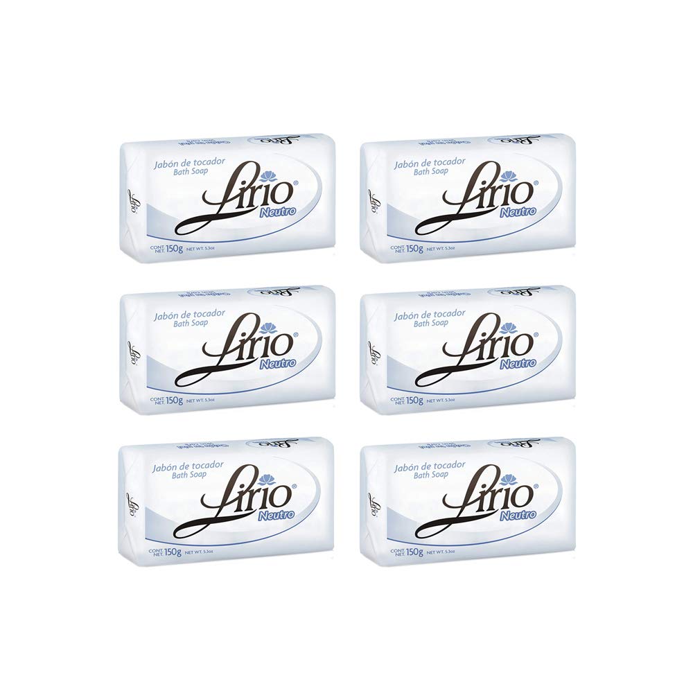 Lirio Neutro front packaging showing six 5.3 oz bars and value pack benefit