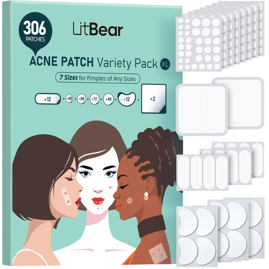 LitBear front packaging showing full 306-patch assortment and benefits