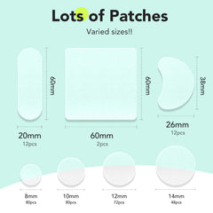 LitBear assorted patch sizes laid out to show the seven included shapes
