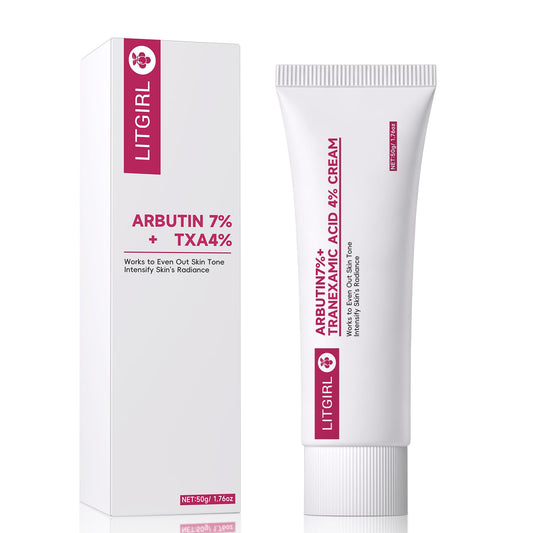 LITGIRL front packaging showing arbutin cream for brighter skin