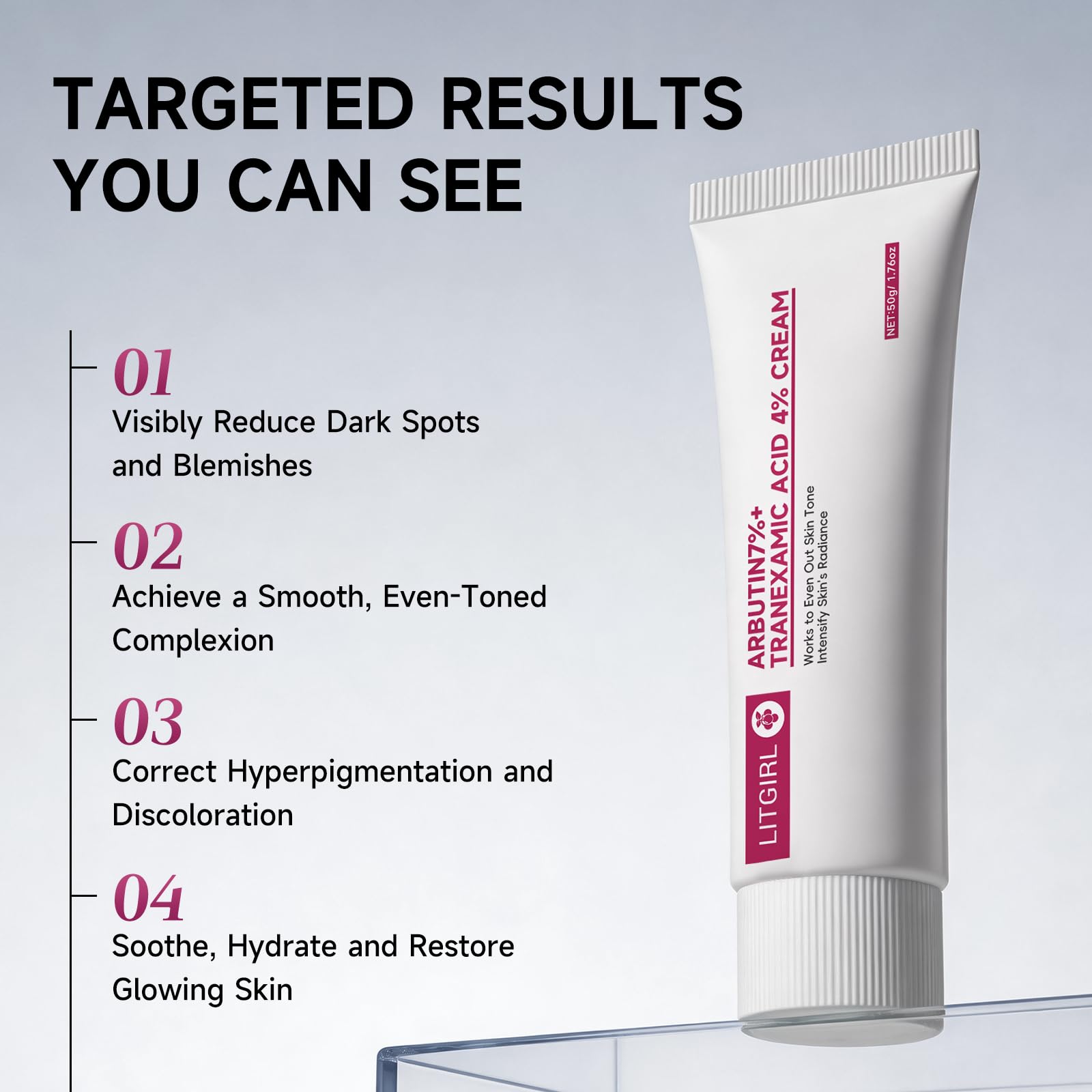LITGIRL targeted spot-treatment on cheek showing precise application