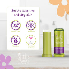 Little Green balm texture close-up highlighting creamy finish and fast absorption benefit