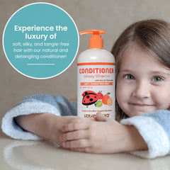 Little Twig family using conditioner in a bathroom showing everyday gentle use