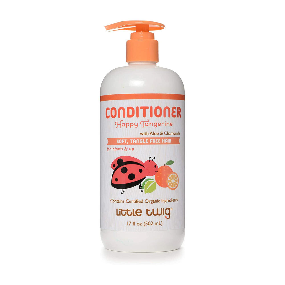 Little Twig front packaging showing bottle and tangerine scent for gentle detangling