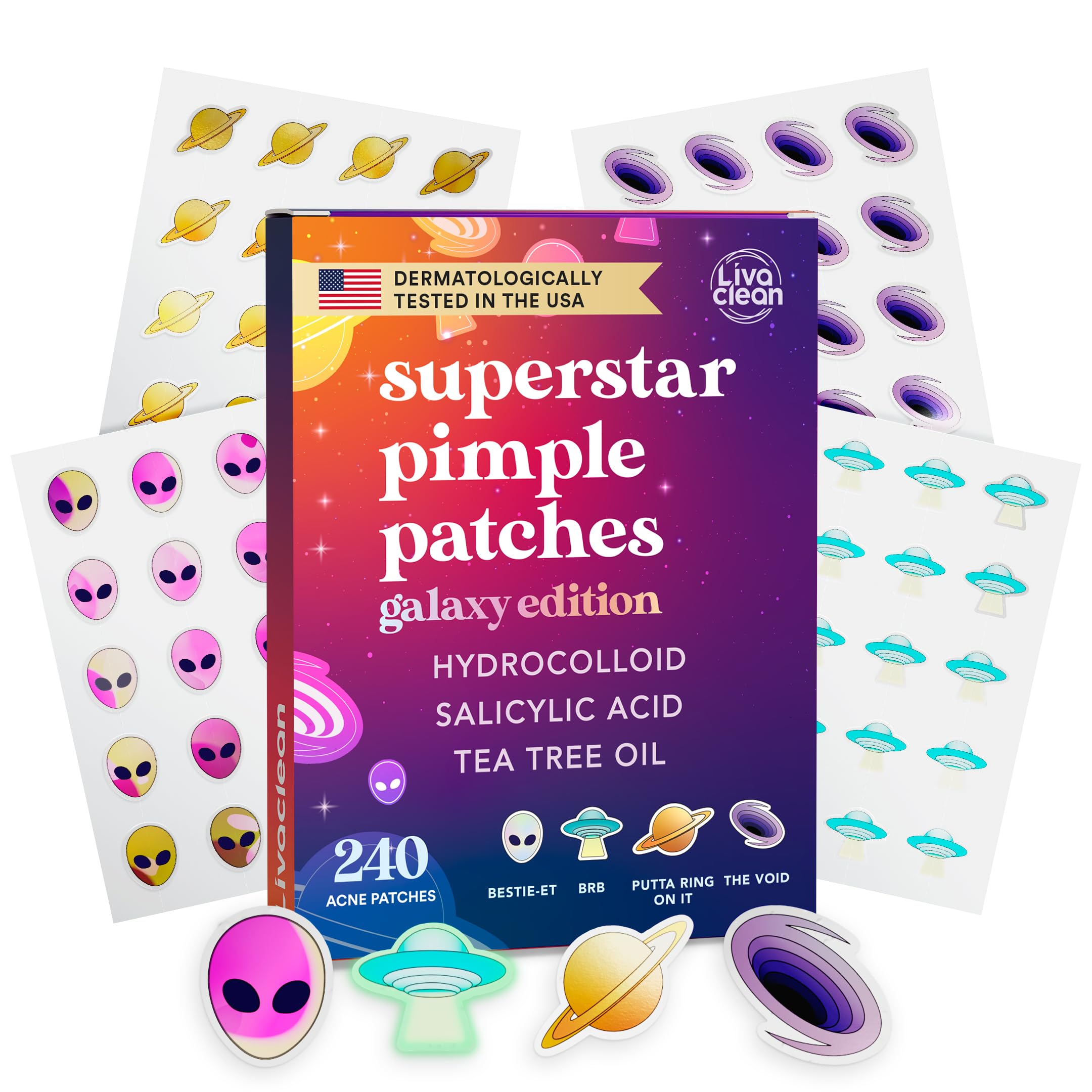 LivaClean front packaging Galaxy Edition showing patch variety and count for convenience