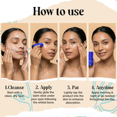 LivaClean applying stick under eye demonstrating instant cooling