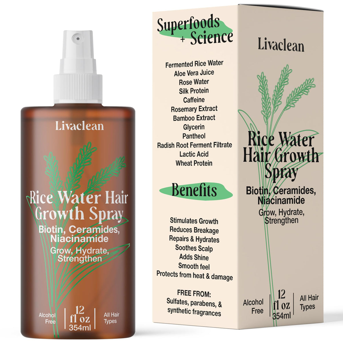 LivaClean front bottle view showing label and 12 fl oz size for easy recognition