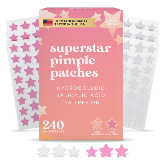 LivaClean front packaging showing star pimple patch bulk kit benefit ready supply