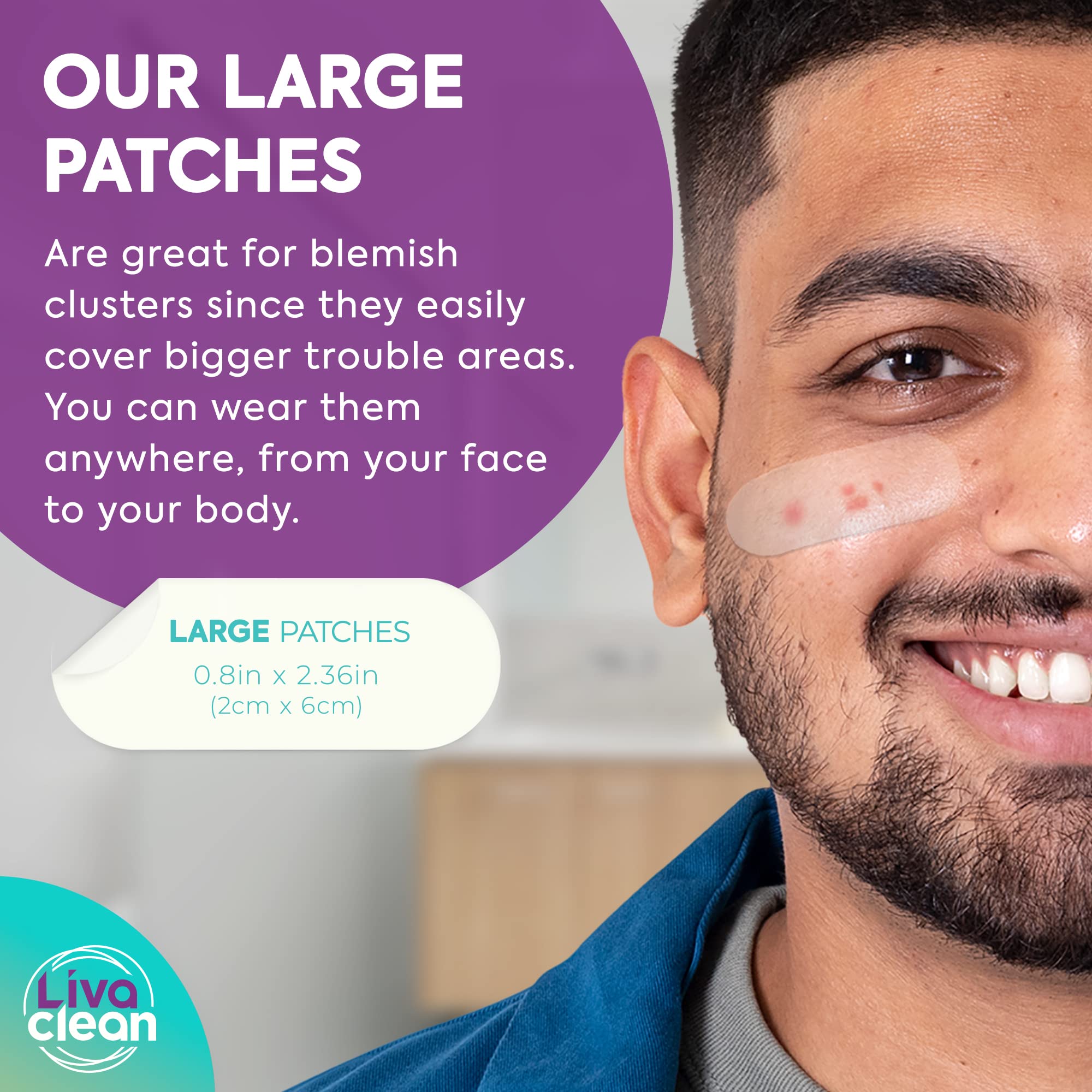 LivaClean patch visible under a face mask demonstrating secure wear benefit