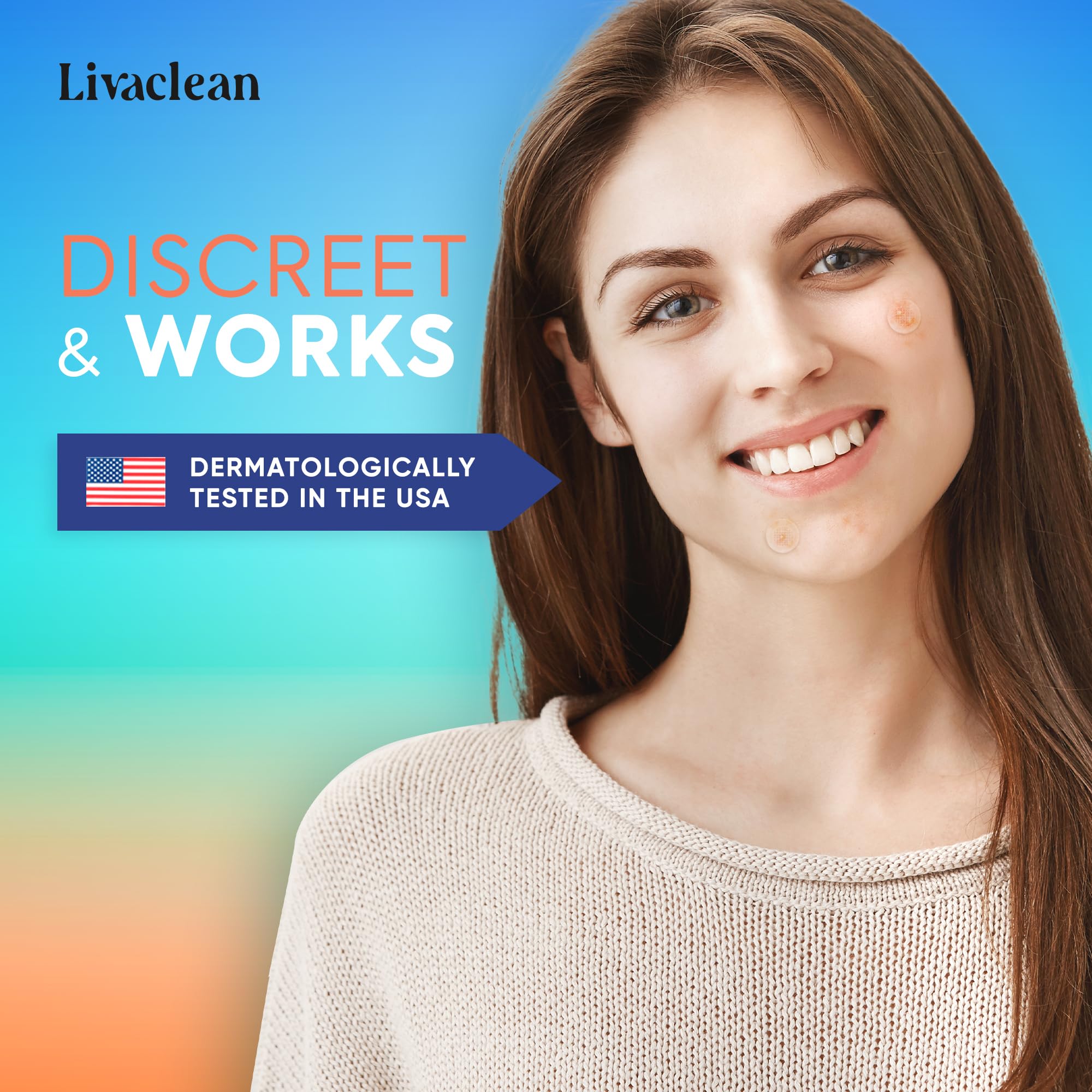 LivaClean patch next to ruler indicating 16mm size for deep blemish coverage