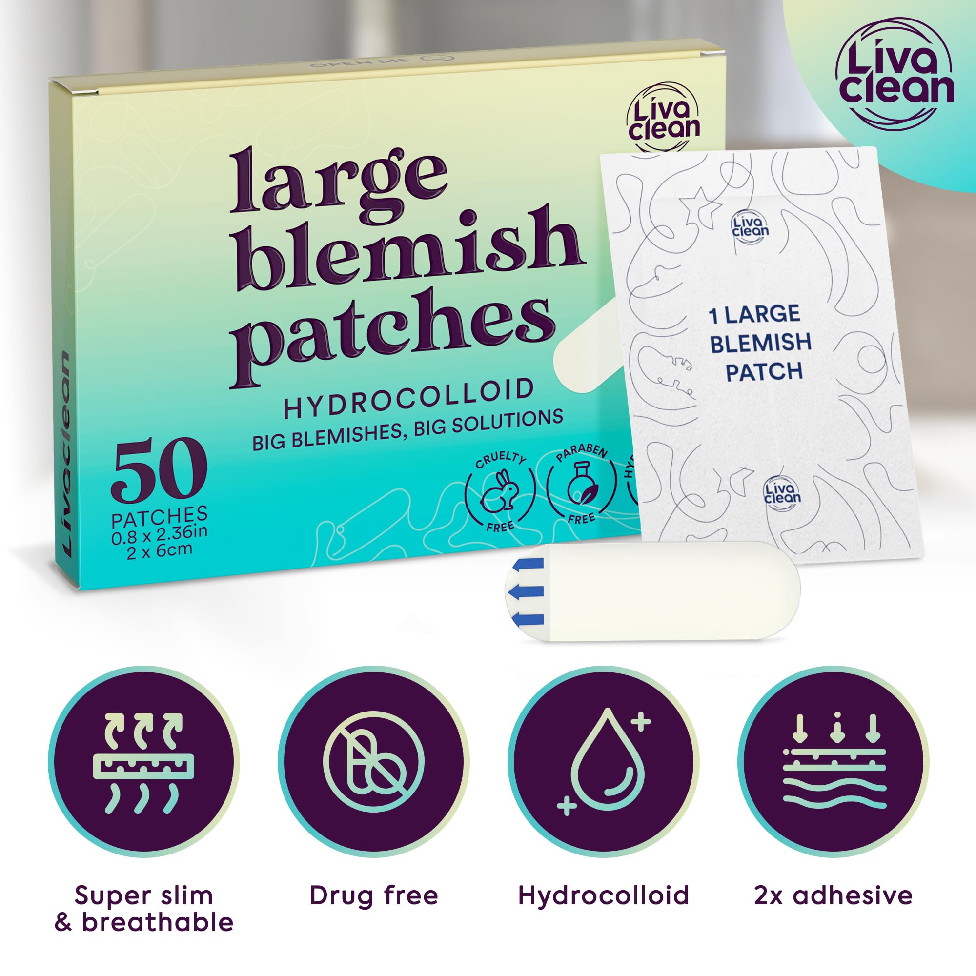 LivaClean transparent patch on cheek blending into skin for discreet wear