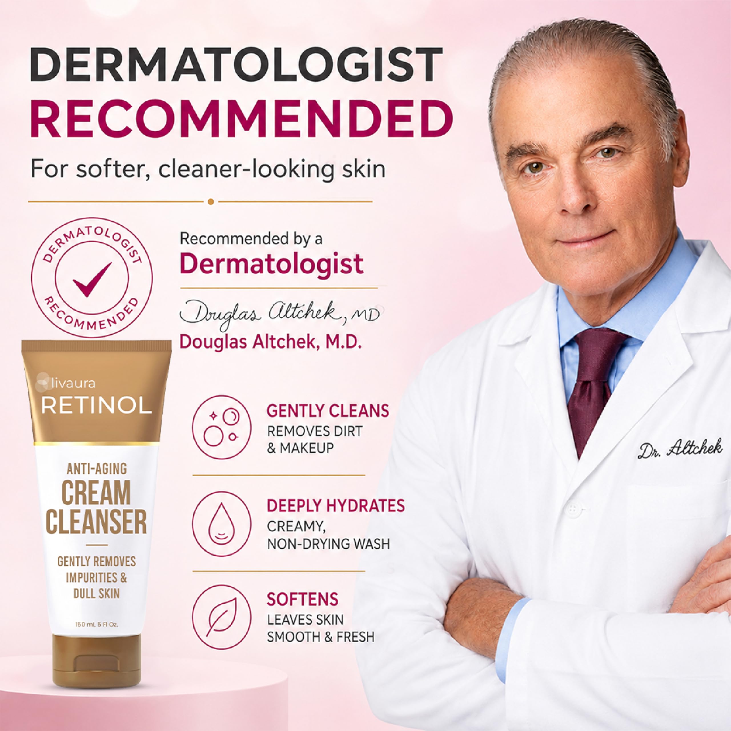 Retinol LIVAURA woman washing face showing comfortable cleansing