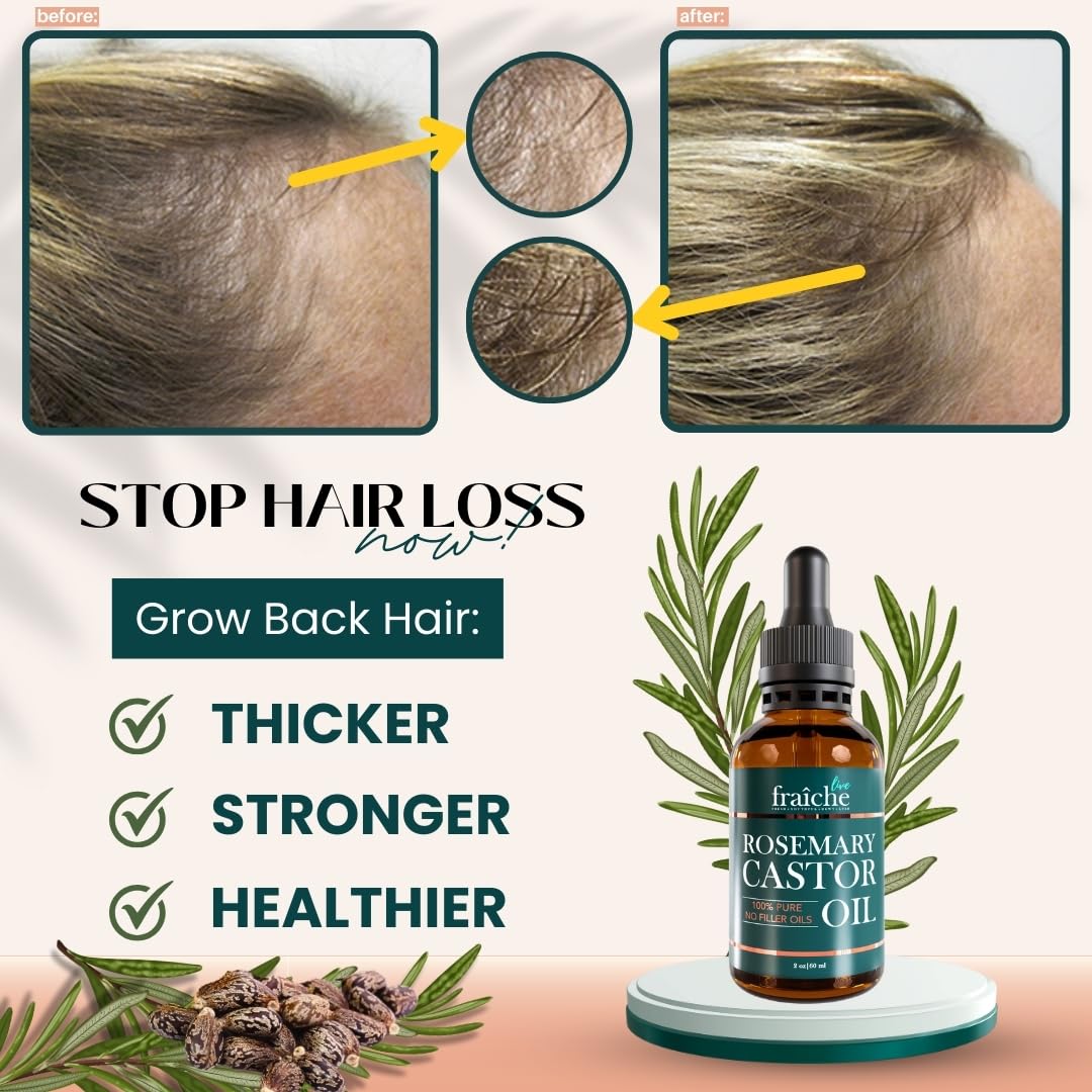 Live Fraiche label close-up highlighting rosemary and cold-pressed castor oil ingredients