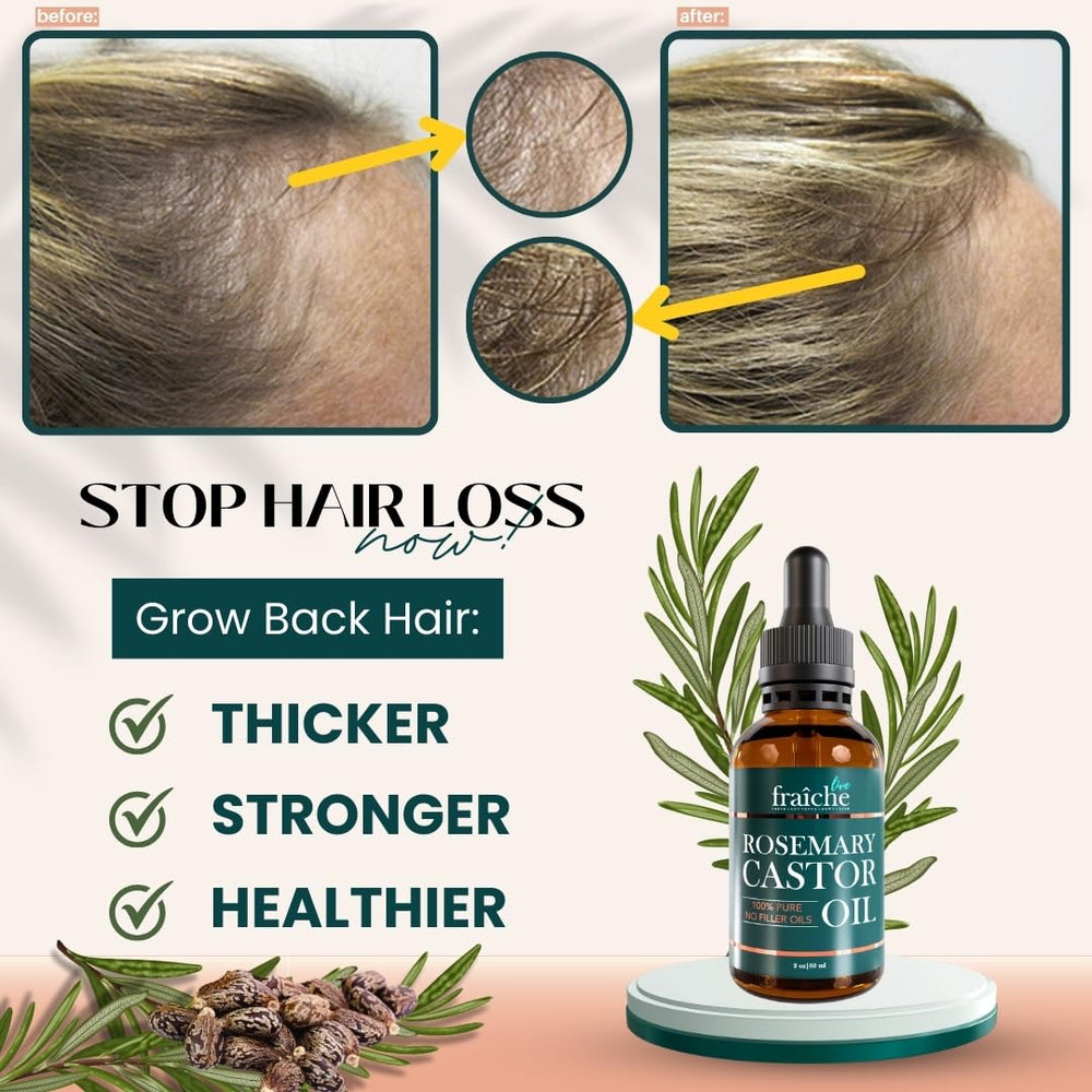 Live Fraiche label close-up highlighting rosemary and cold-pressed castor oil ingredients