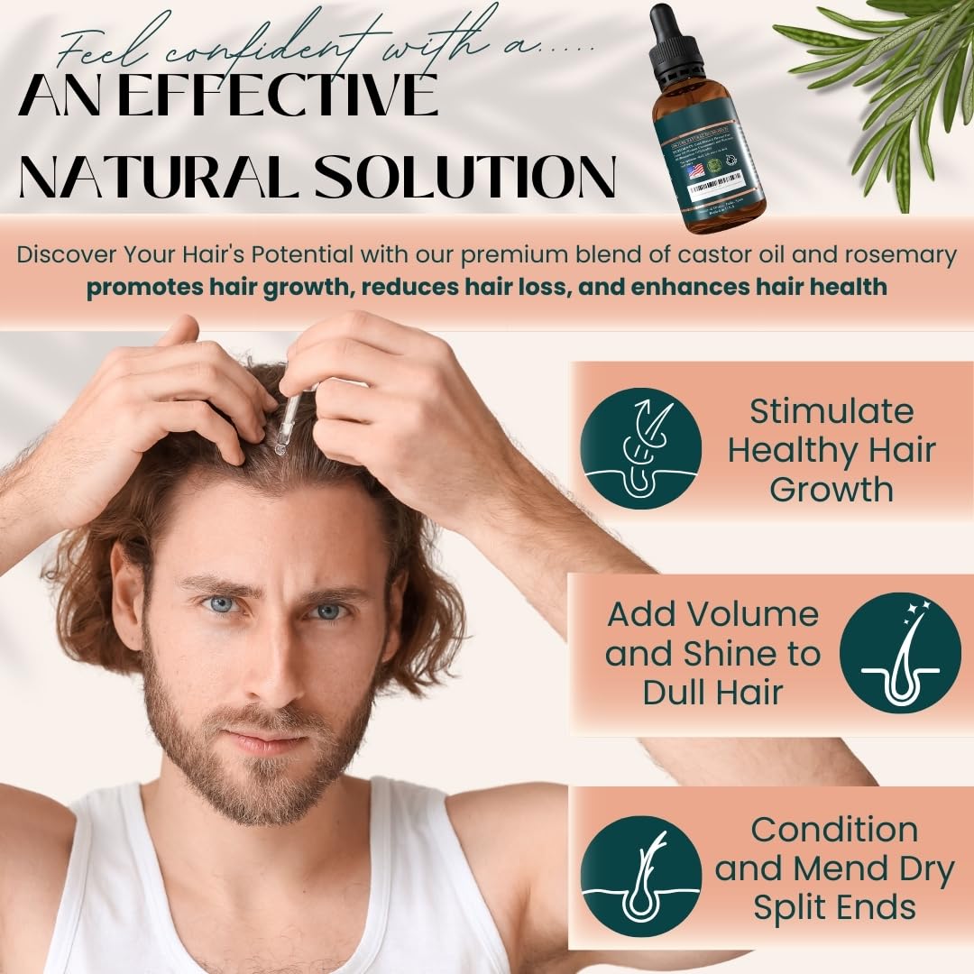 Live Fraiche rosemary and castor oil ingredients arranged to show natural purity benefit