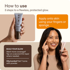 Live Tinted product beside ruler to show size and portability for travel convenience