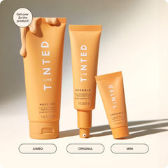 Live Tinted next to a hand to show generous 5 fl oz jumbo size