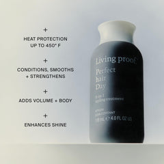 Living Proof after blow-dry polished hairstyle showcasing added volume and shine