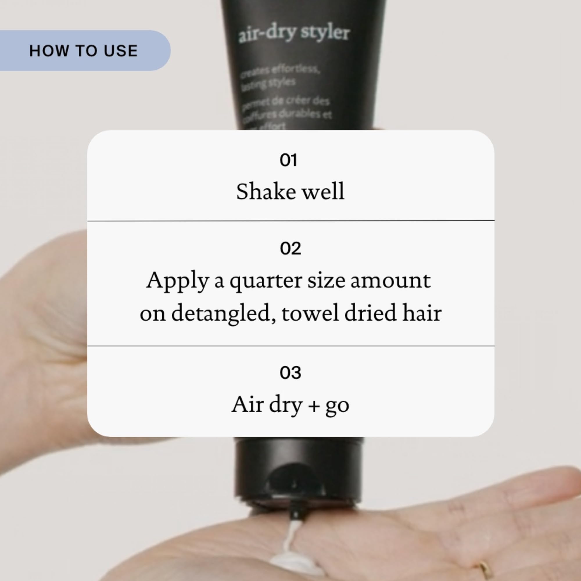 Living Proof bottle next to common items showing scale and travel-friendly benefit