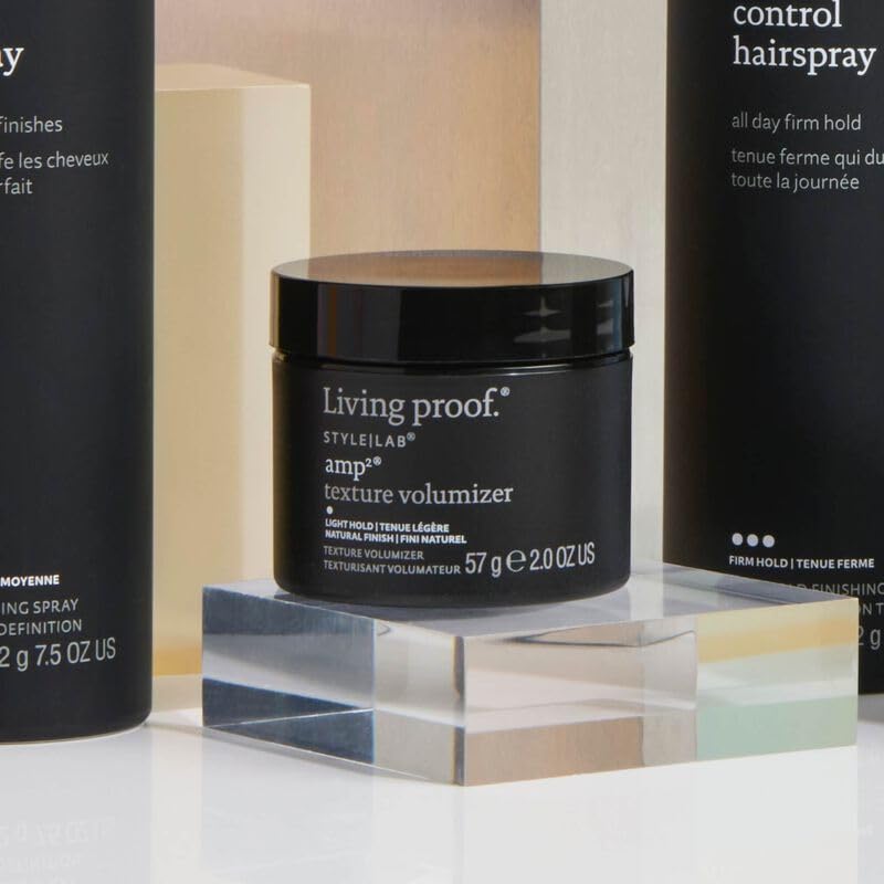 Living Proof Amp Texture Volumizer applied to hair for touchable volume and control