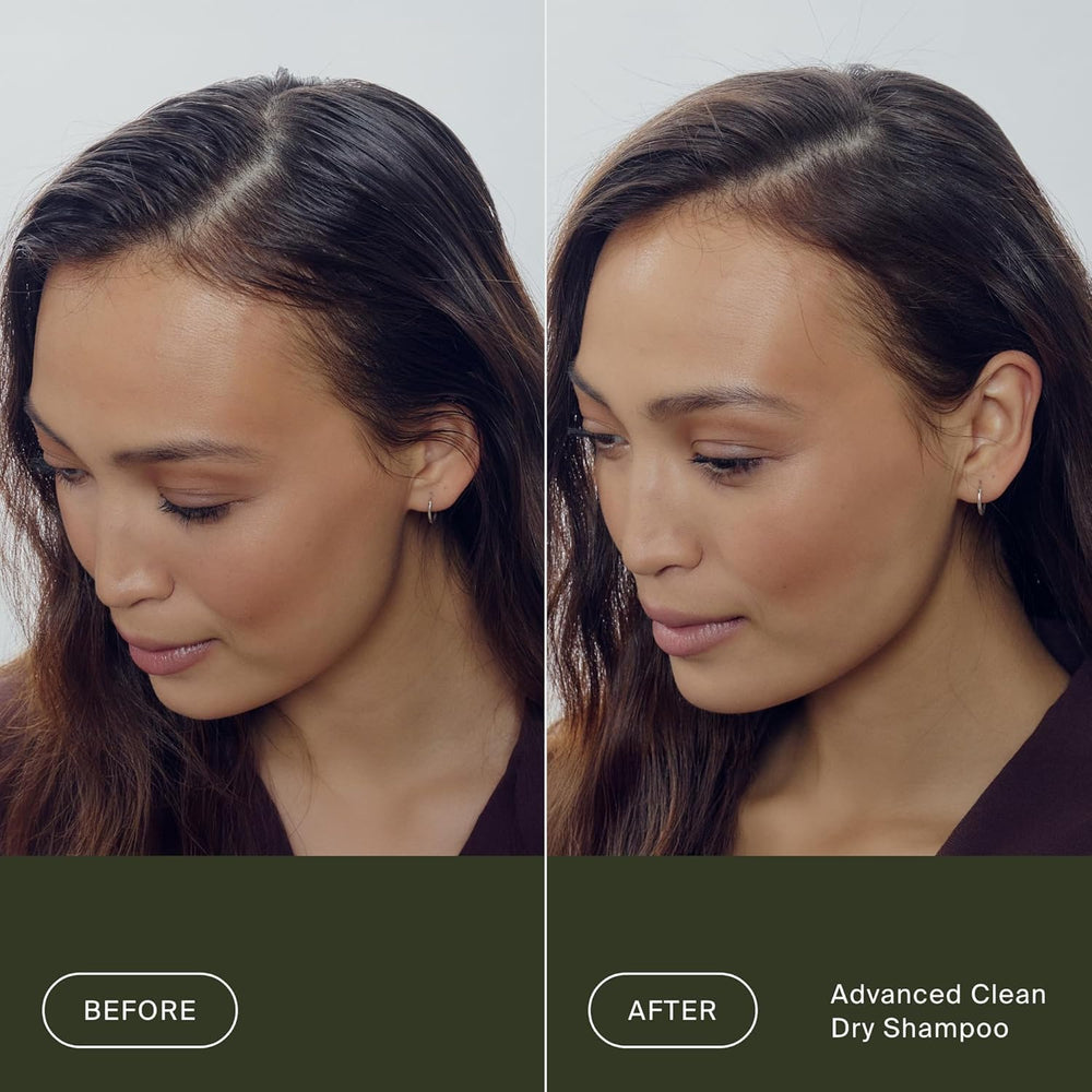 Living Proof applying product to roots for immediate oil absorption benefit
