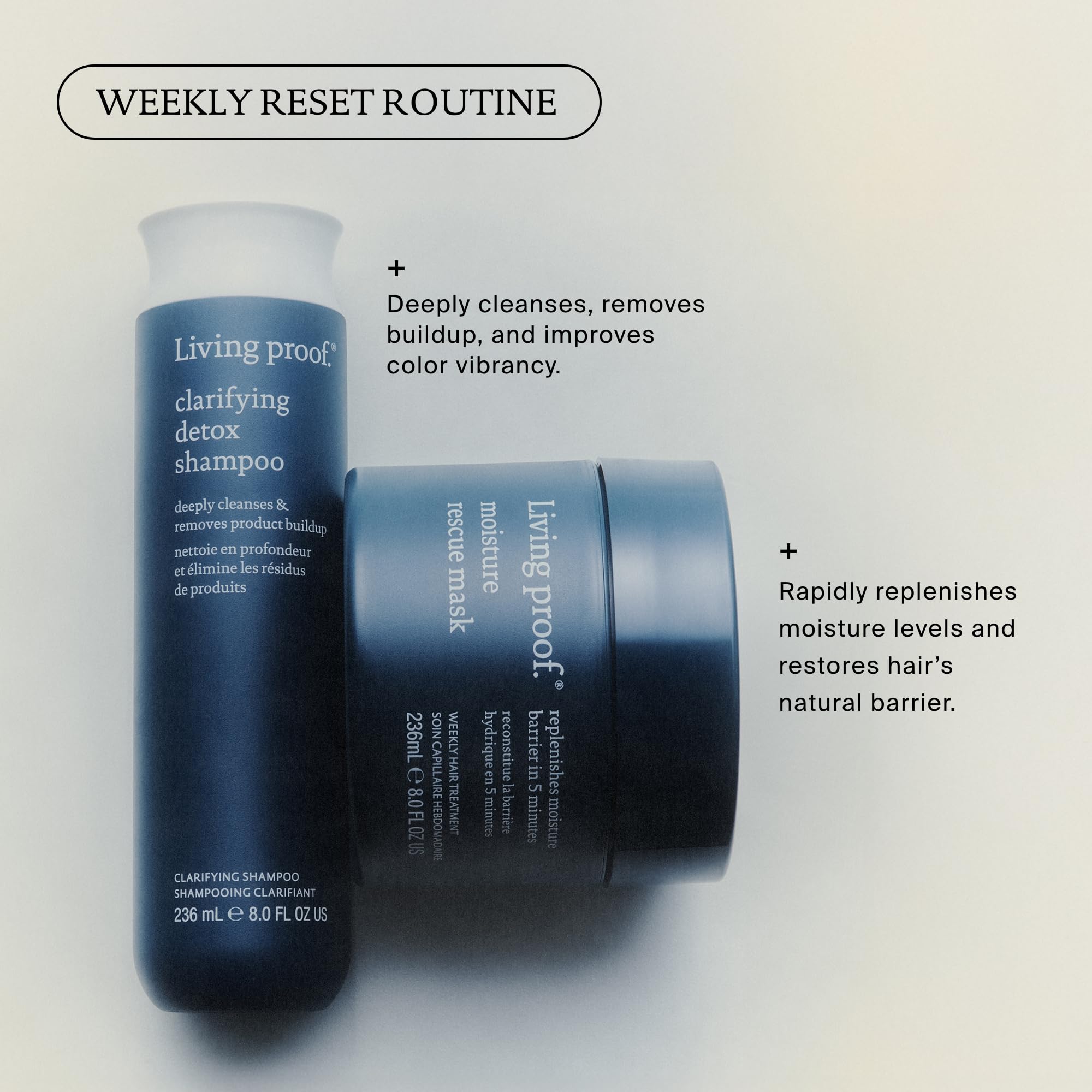 Living Proof product texture on palm demonstrating creamy conditioning feel