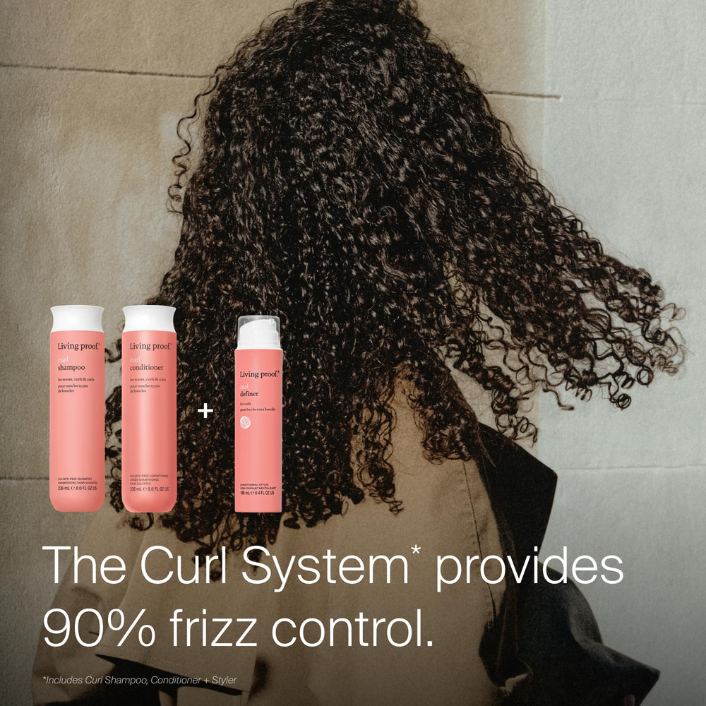 Living Proof curl definition detail close-up showing springy, glossy curl structure