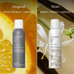 Living Proof placed on bathroom vanity suggesting quick refresh and pleasant scent