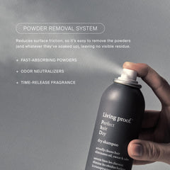 Living Proof can in hand showing travel-friendly size and convenience benefit