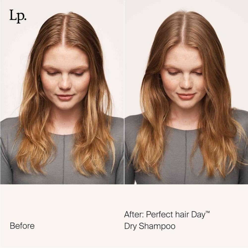 Living Proof fine spray mist over hair strands providing lightweight oil absorption