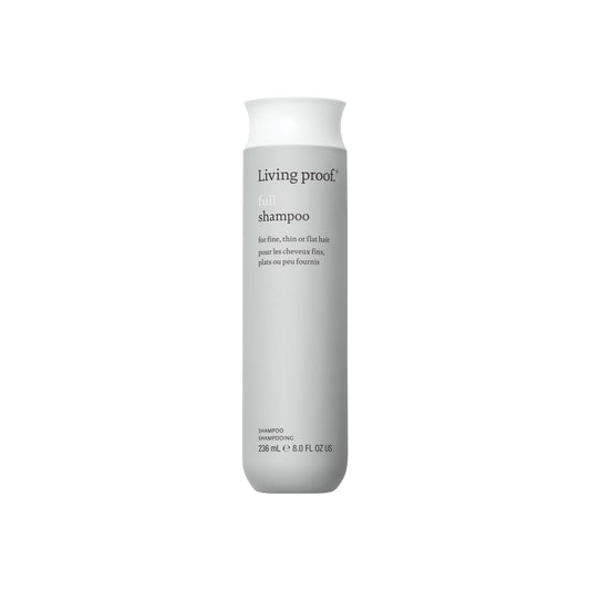 Living Proof front bottle showing clear branding and volume benefits