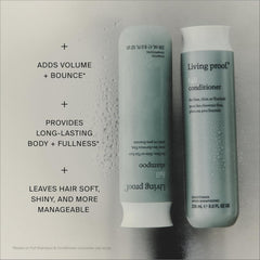 Living Proof bottle in hand for size and scale comparison benefit