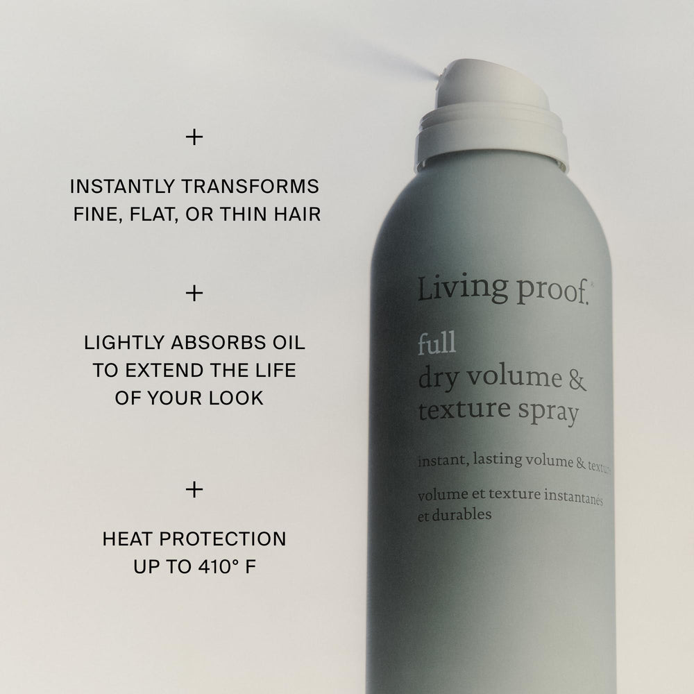 Living Proof label detail highlighting heat protection and ingredient benefits