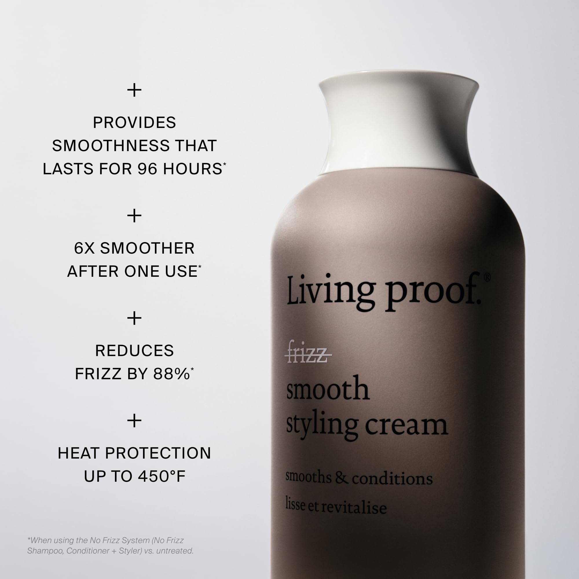 Living Proof bottle on bathroom shelf showing daily styling convenience