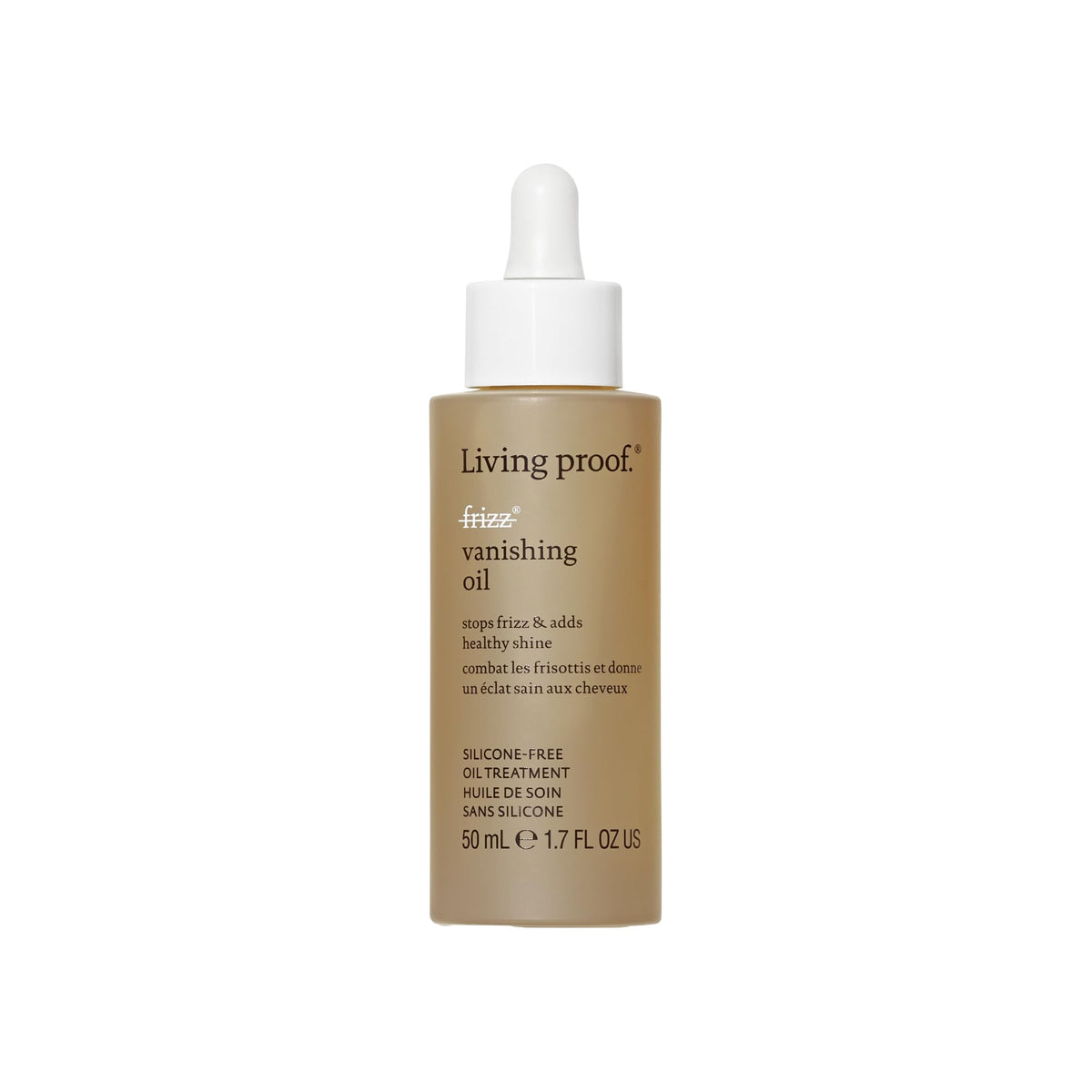Living Proof bottle front view showing sleek packaging and brand benefit
