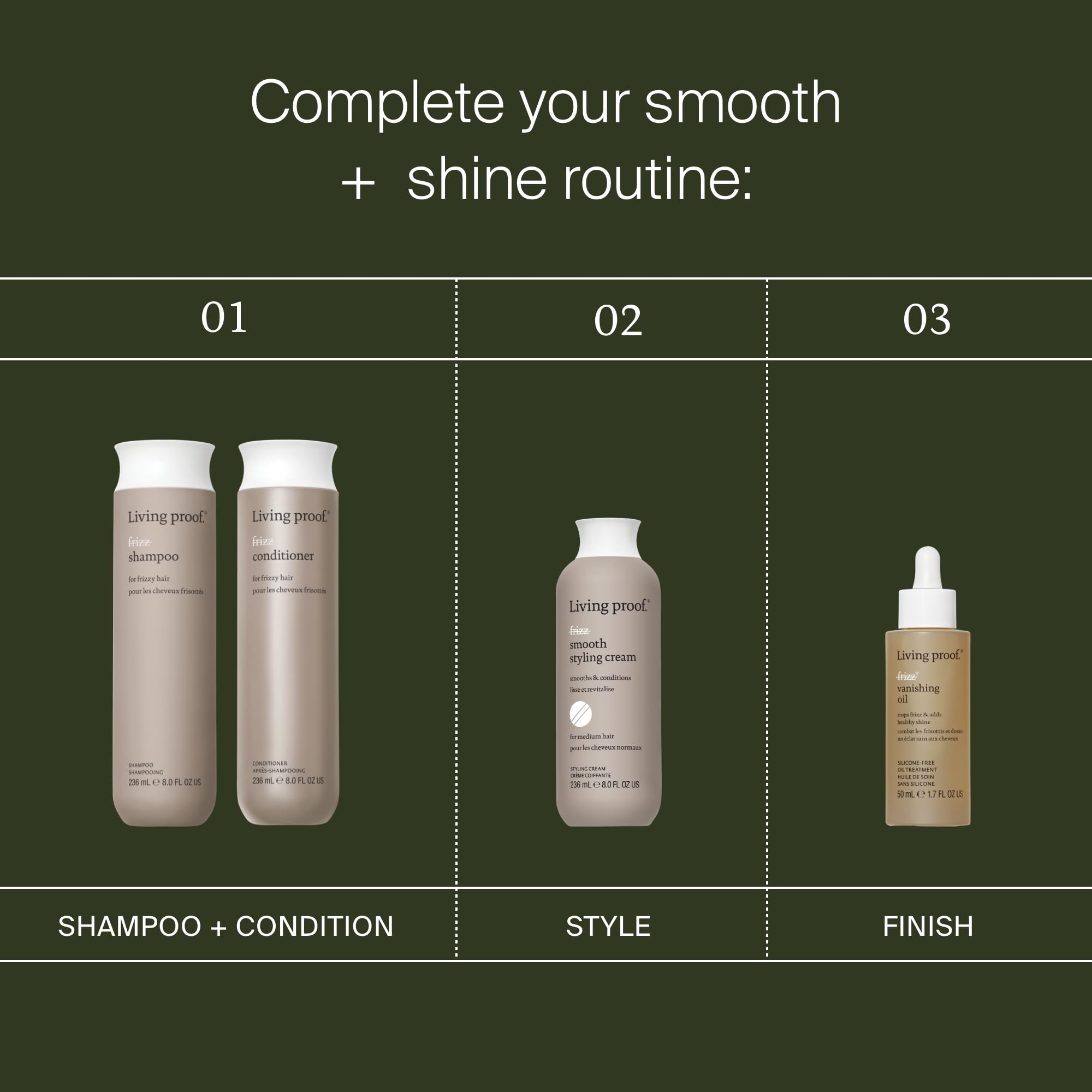 Living Proof oil on curly hair showcasing defined, frizz-controlled finish benefit