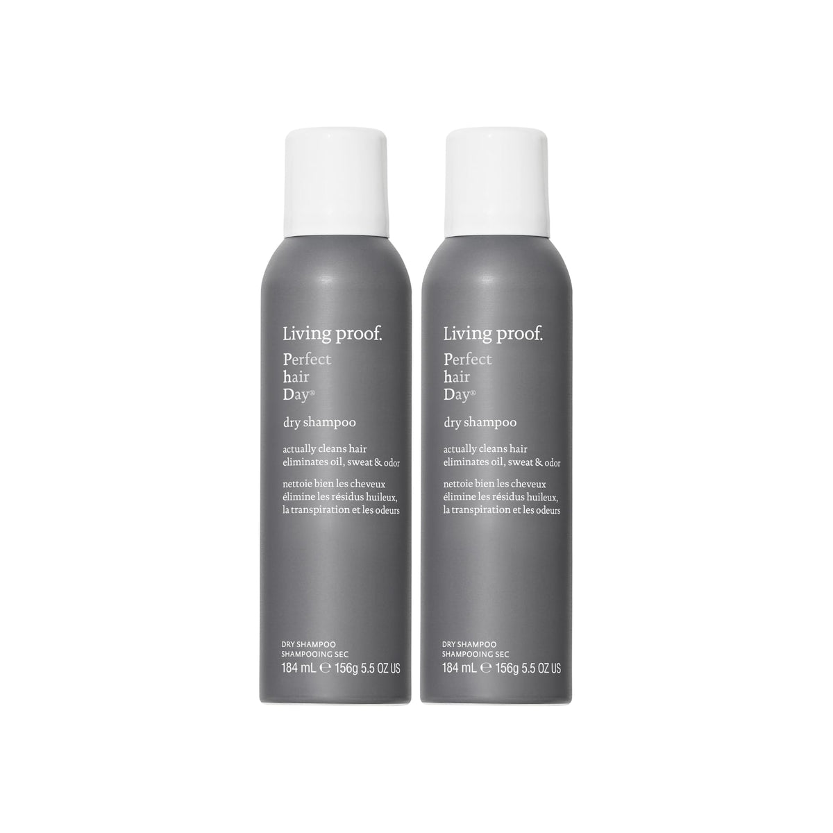 Living Proof front can view showing clean packaging and quick refresh benefit
