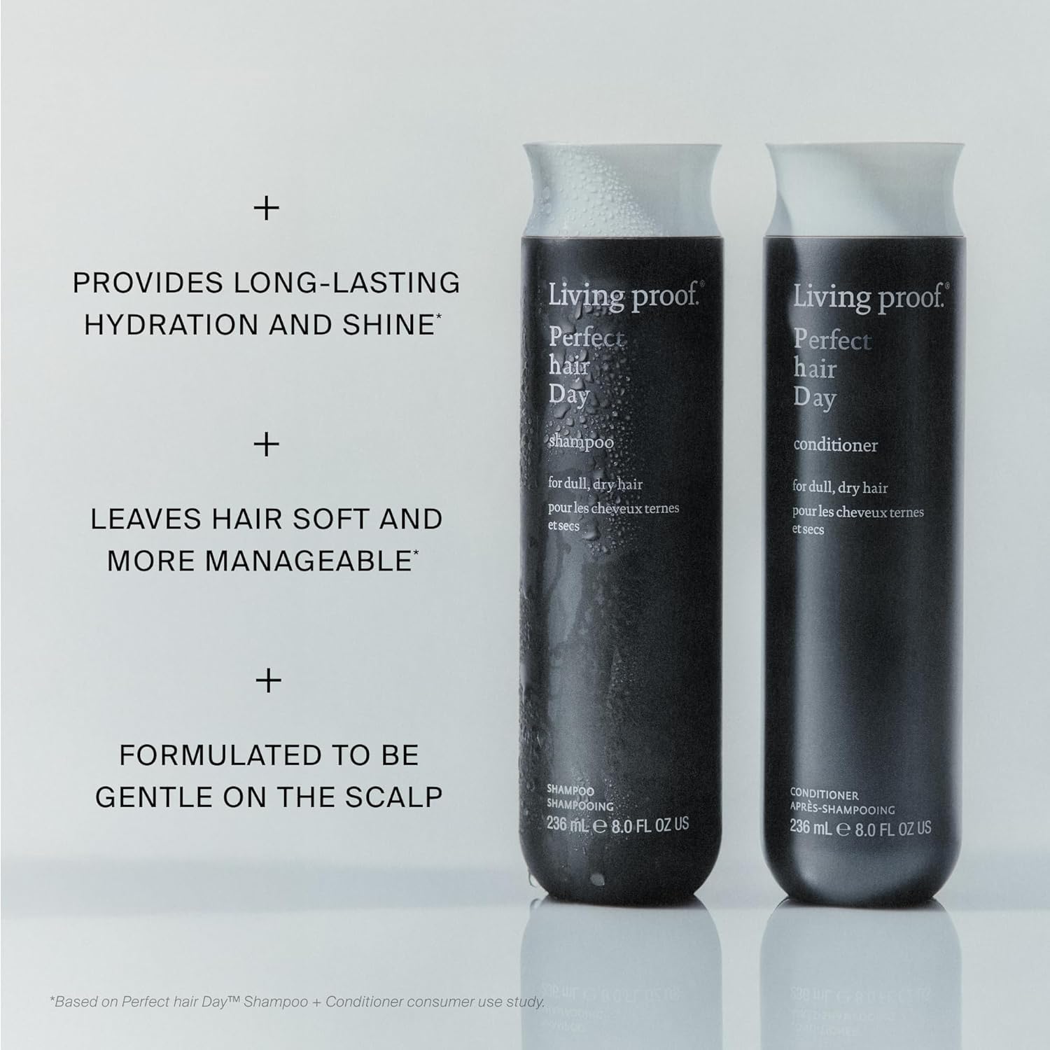 Living Proof creamy shampoo lather texture illustrating rich foaming action