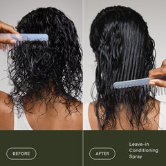 Living Proof mist on hair ends illustrating lightweight conditioning and slip