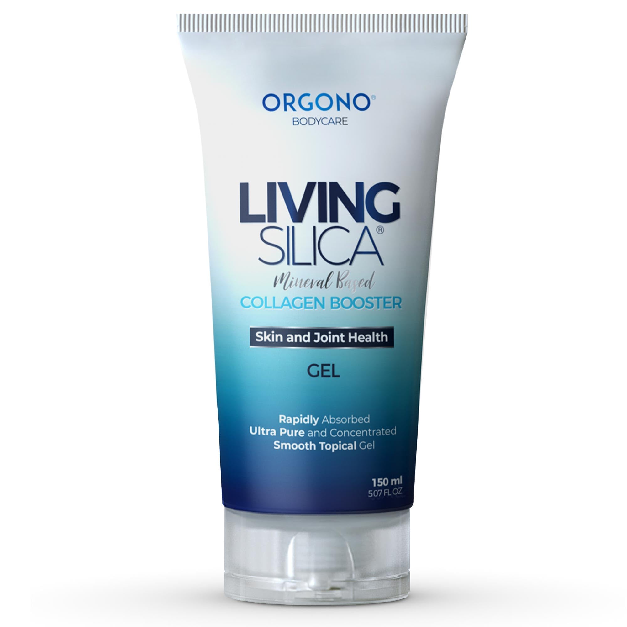 Living Silica front packaging showing 150mL bottle and brand benefit