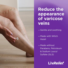 LivRelief applying cream to leg illustrating targeted coverage benefit