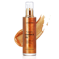 LIYALAN bottle front view showing bronze gold shade and sleek packaging benefit gloss