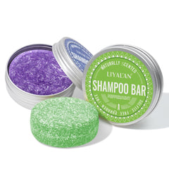LIYALAN front packaging showing both shampoo bars and travel tins for convenience