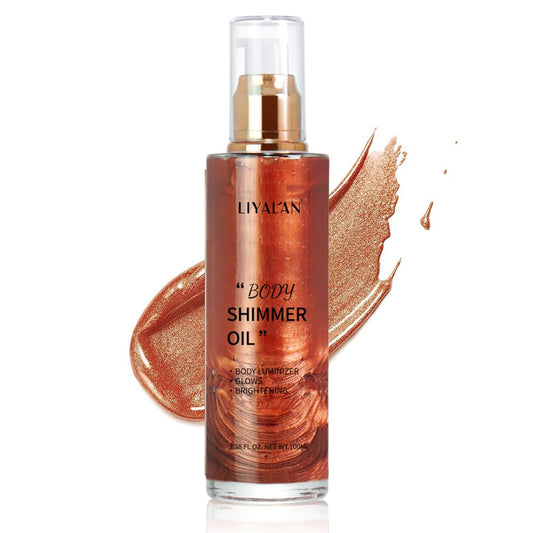 LIYALAN front bottle golden brown shimmer oil highlighting skin