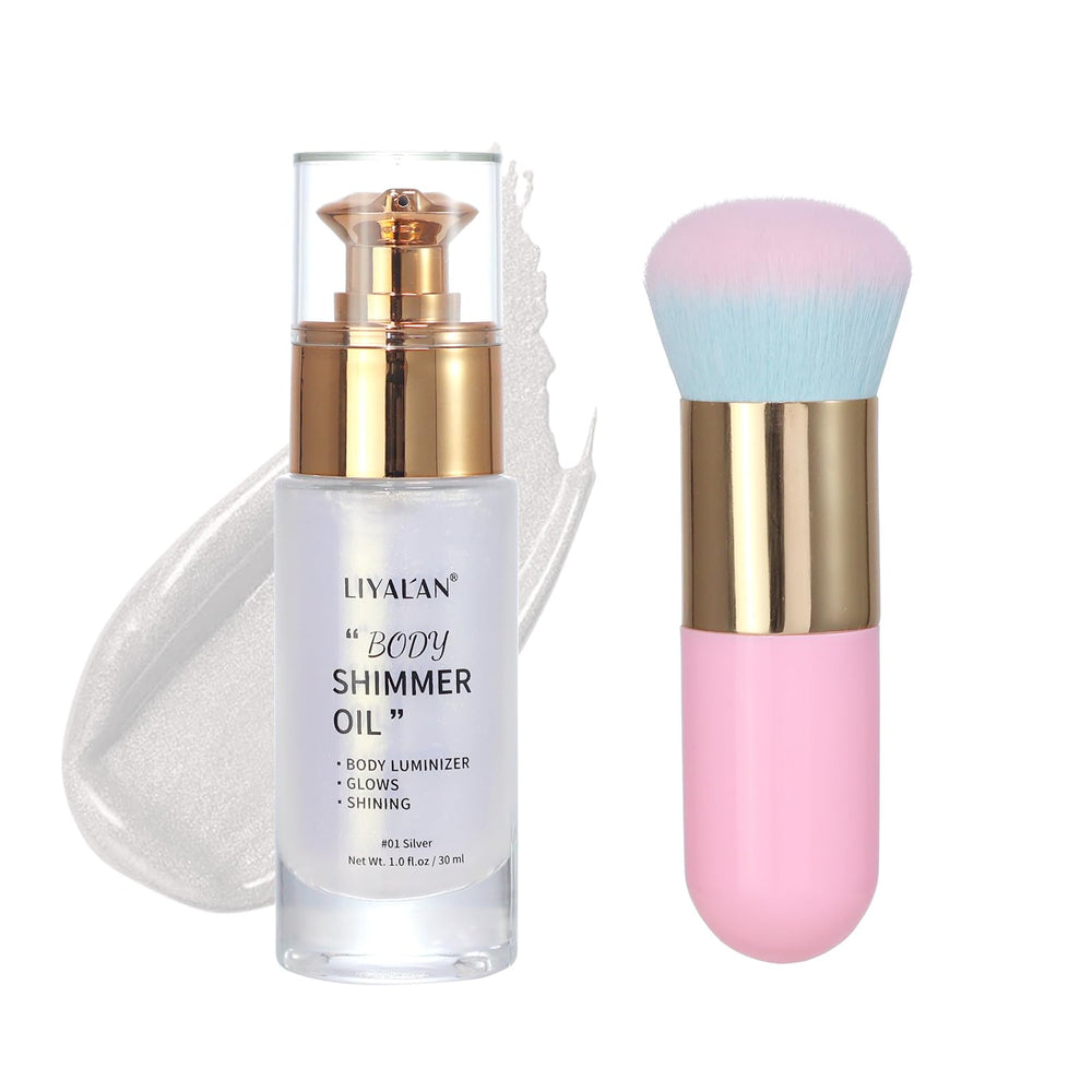LIYALAN front packaging showing silver shimmer and compact bottle benefit portable glow
