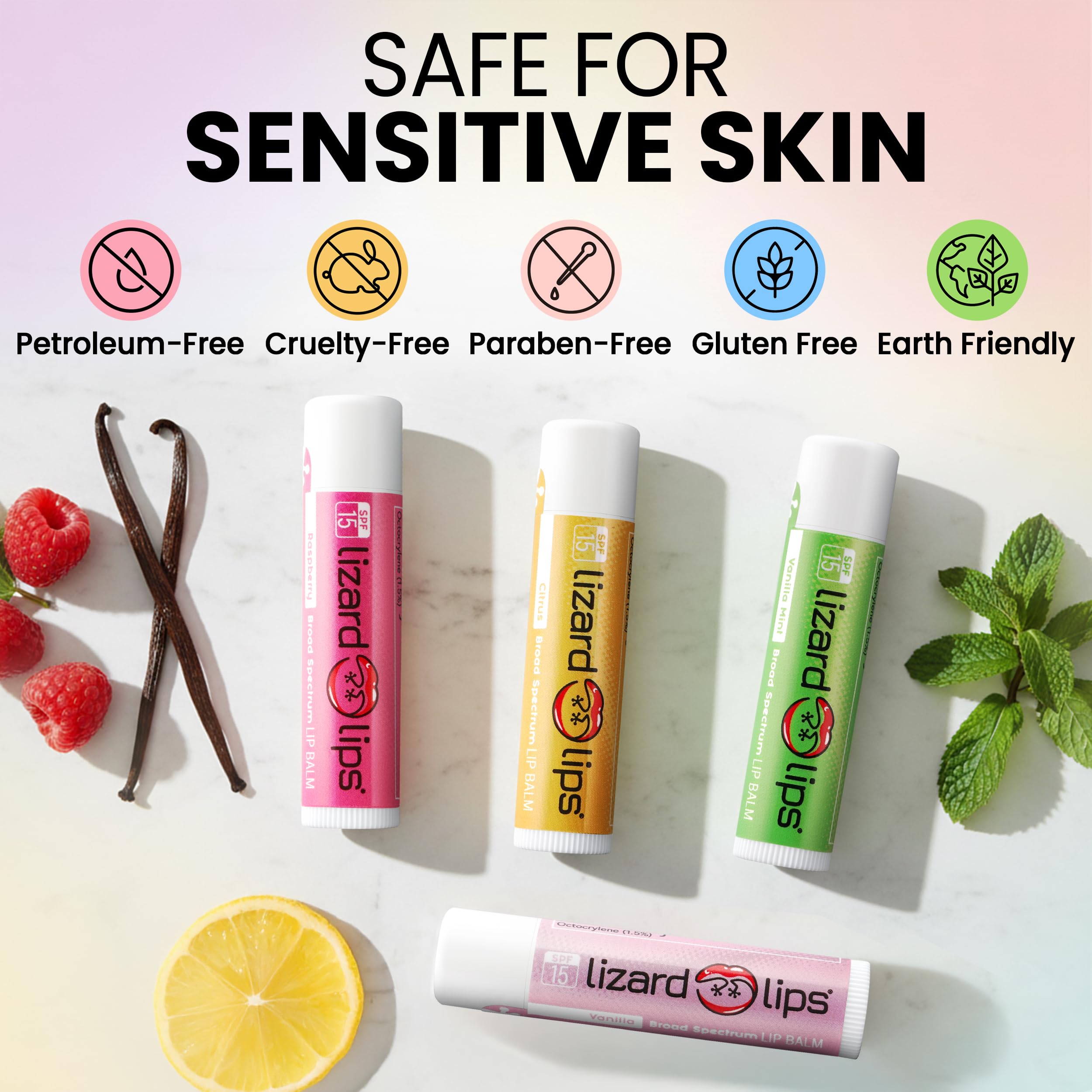 LizardLips citrus applied to lips outdoors highlighting sun protection and fresh scent