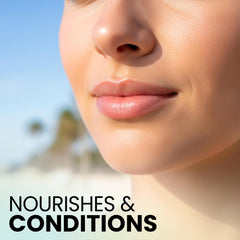 LizardLips raspberry texture swipe on hand demonstrating hydrating, non-waxy feel