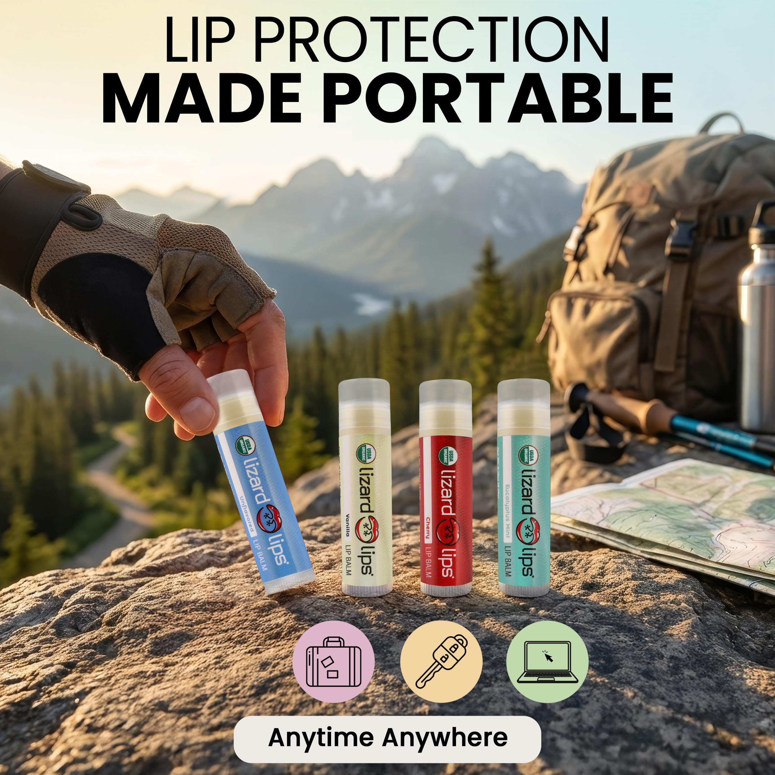 LizardLips size comparison with coin to show travel-friendly pocketable benefit
